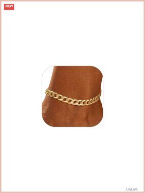 14k Gold Plated Cuban Link Anklet Bracelet Adjustable 8.5-10.5 Inches